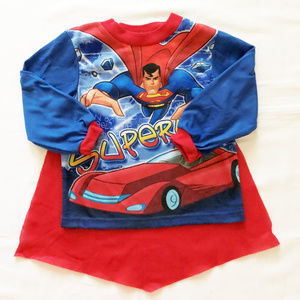 Superman toddler boys sz 3T pajama shirt cape new